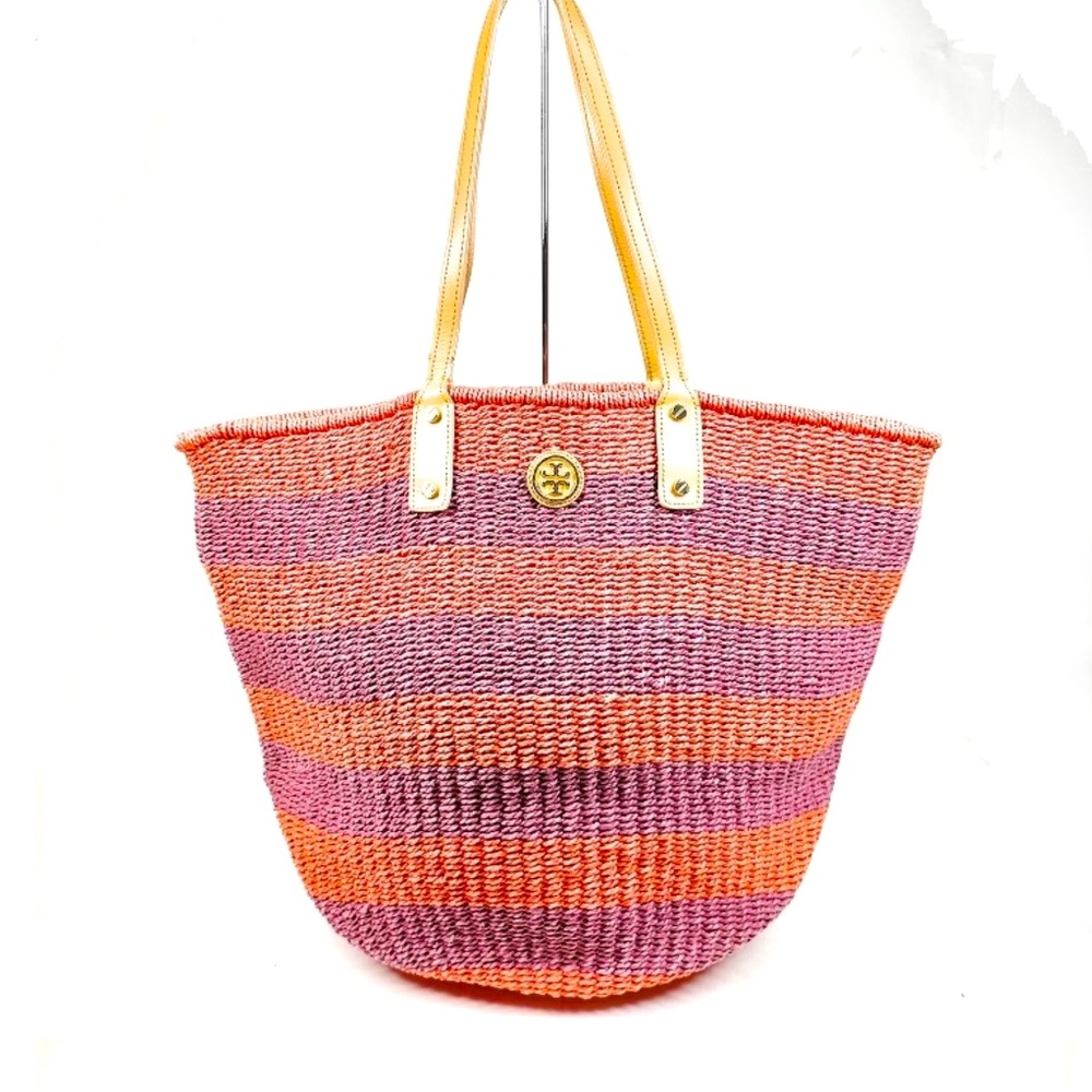 Tory Burch straw red & purple bag.
